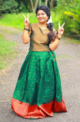 Copper Brown Green Skirt & Top - Traditional Wear