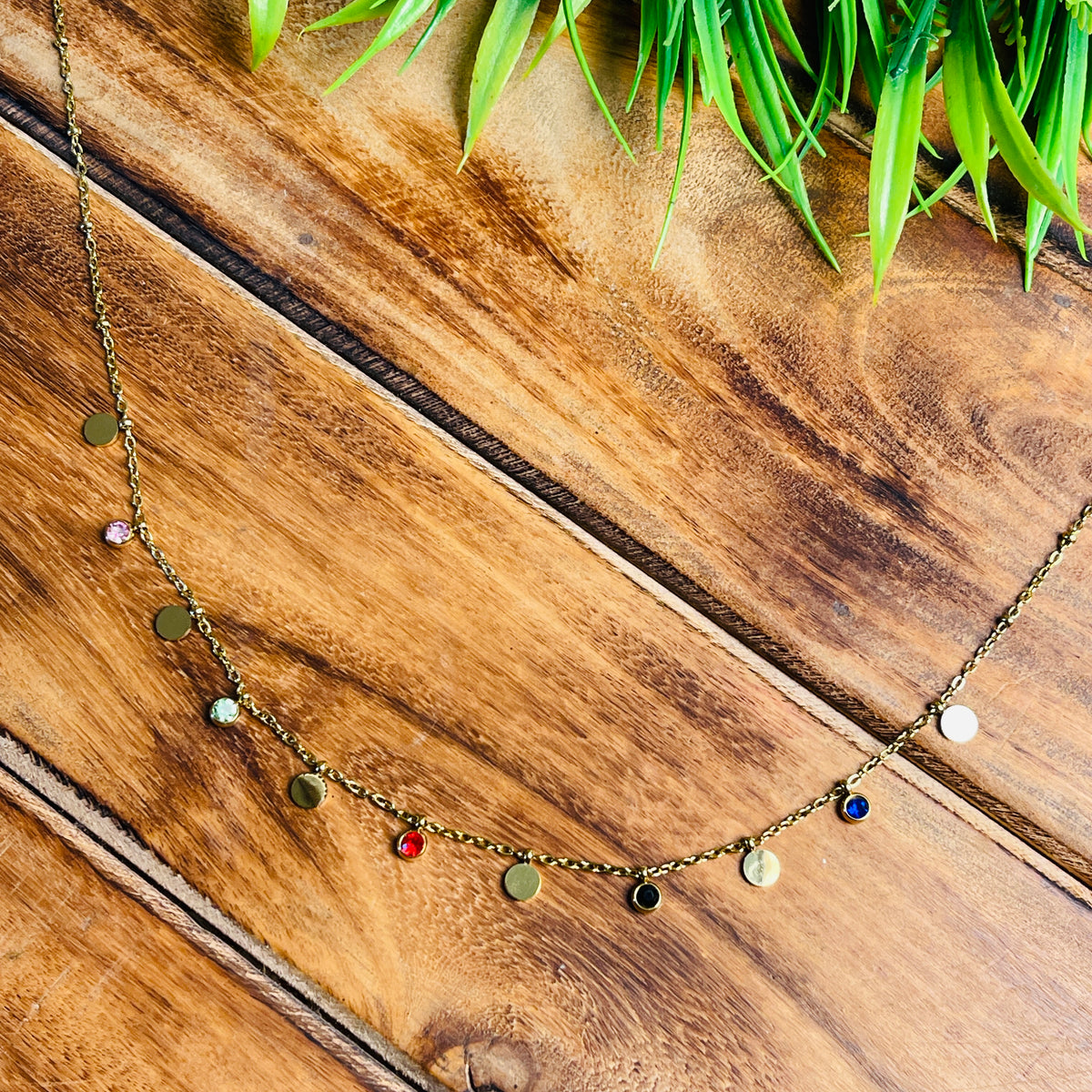 Multi Colour Gemstone💎Anti Tarnished Necklace ✨(SJ 156)