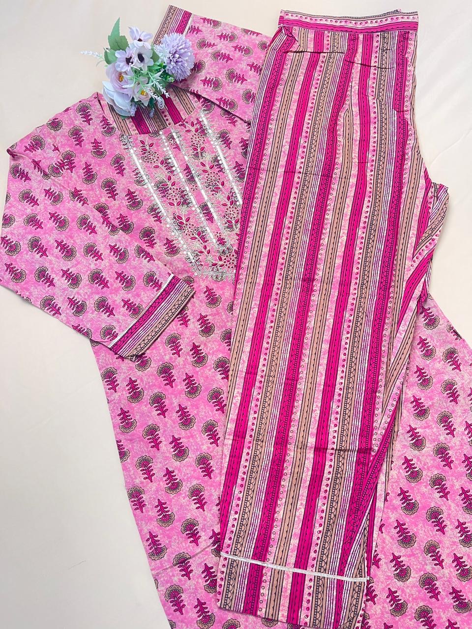 Pink with Golden Co ord set  - SU 40