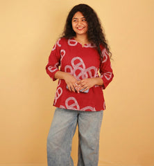 RED LOOP ART SHORT KURTHI (SU 688)