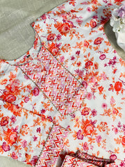 White kurti with floral print & Pants