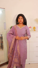 Lavender Roman silk Salwar suit (SU 345)