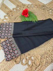 Black Ajrak semi modal silk saree
