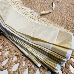 Creamy Gold Tissue Cotton Blend Ready To Wear Saree (SU 896)
