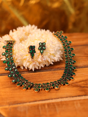 Emerald green stone necklace set