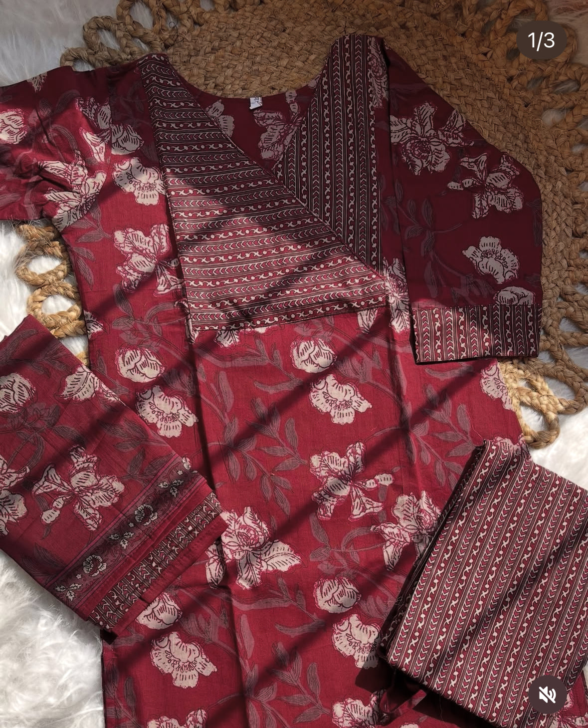 Maroon Angrakha Kurtha Set - SU 309