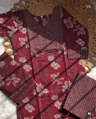Maroon Angrakha Kurtha Set - SU 309