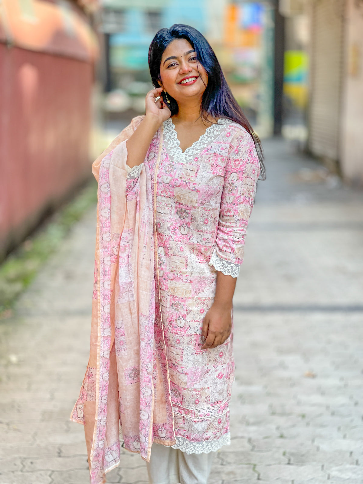 Elegant Pink & Cream Salwar Suit (SU 80)