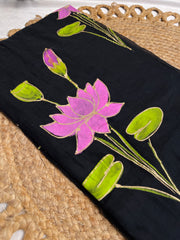 മധുമലർ🌸🖤FLORAL HAND PAINTED SOFT MUL COTTON SAREE (SU 866)
