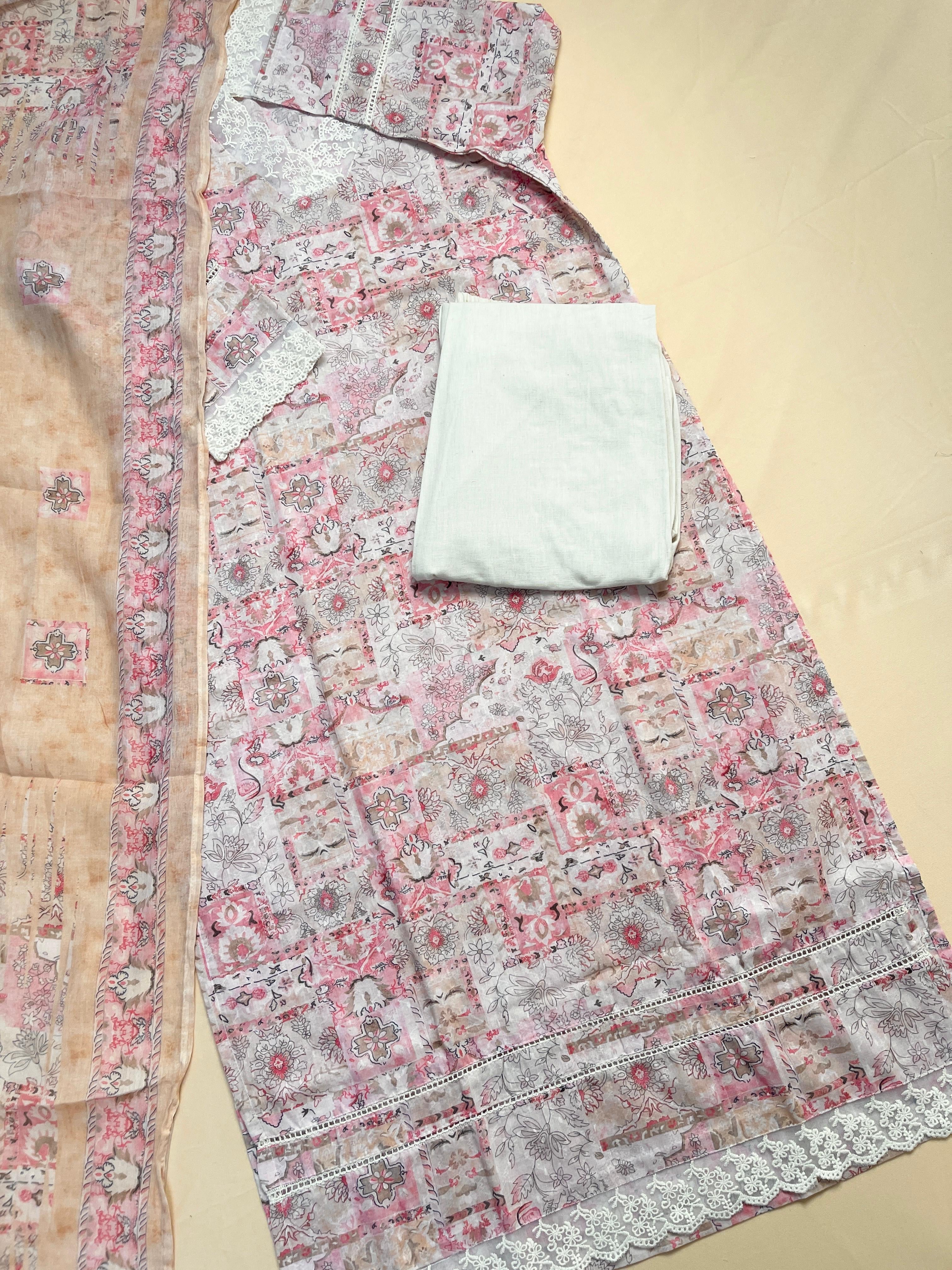 Elegant Pink & Cream Salwar Suit - SU 80