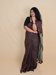 WOODLAND SHADOW🤎 KHADI COTTON SAREE SU 767)- 🔴PRE BOOKING🔴- PRODUCT DISPATCH ON JULY 20th