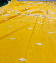 SUNSHINE☀️✨SUN YELLOW WITH WHITE THREAD DESIGN PREMIUM MUL COTTON SAREE (SU 835)