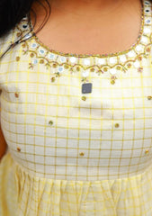 Elegant sleeveless mirror work frock top