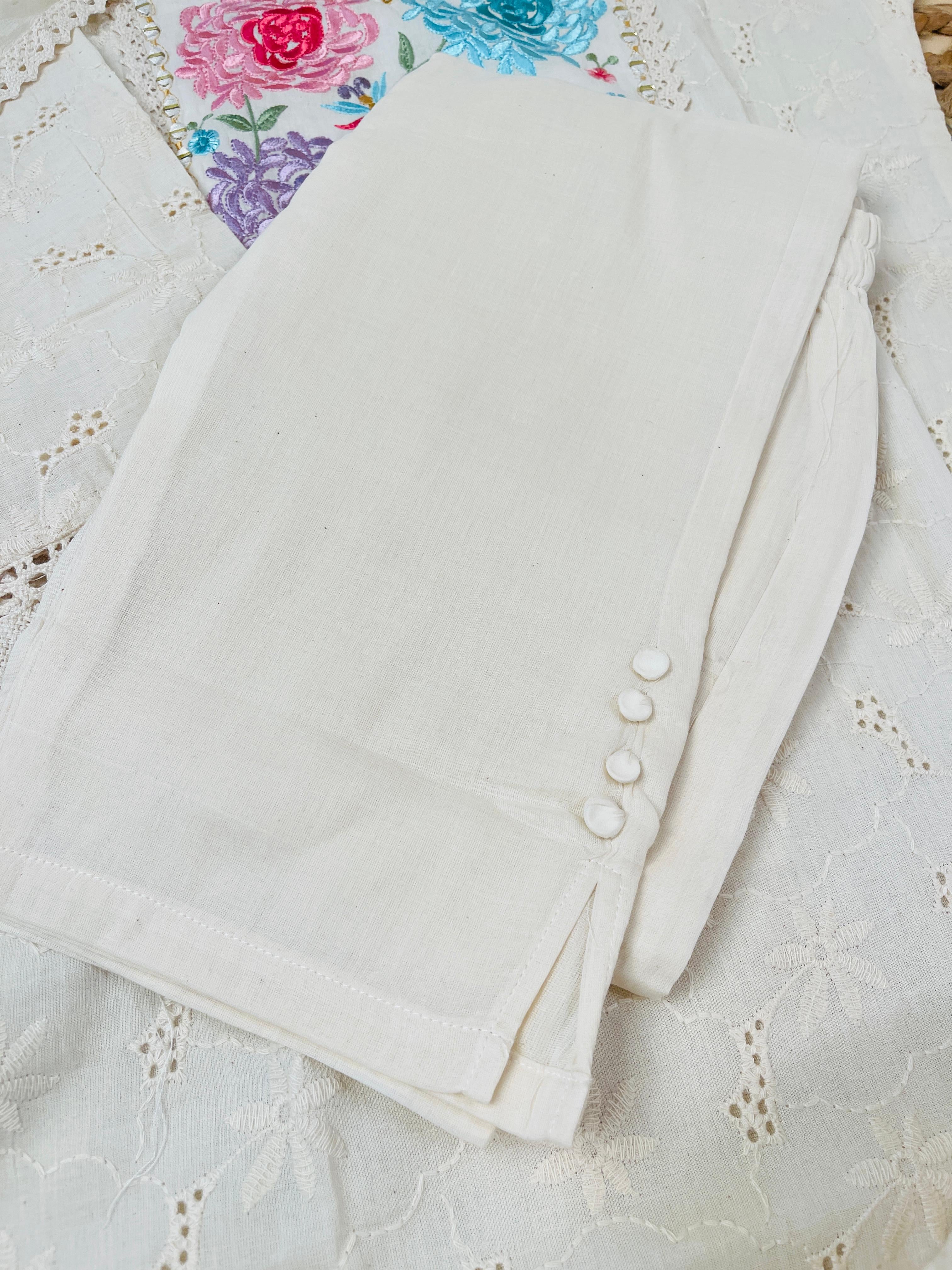 Off white Hakoba Salwar Suit with Floral Embroidery Work- Elegant Salwar Suit SU 141