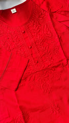 Pure Red Chikankari Top - Comfortable wear - SU 520