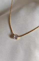 Gold Plated Stainless Steel Anti Tarnish Stone Studded Pendant Necklace SJ 158