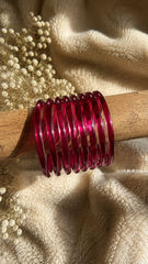 GLOSSY WINE COLOURED GLASS BANGLE SET ( SJ 147)