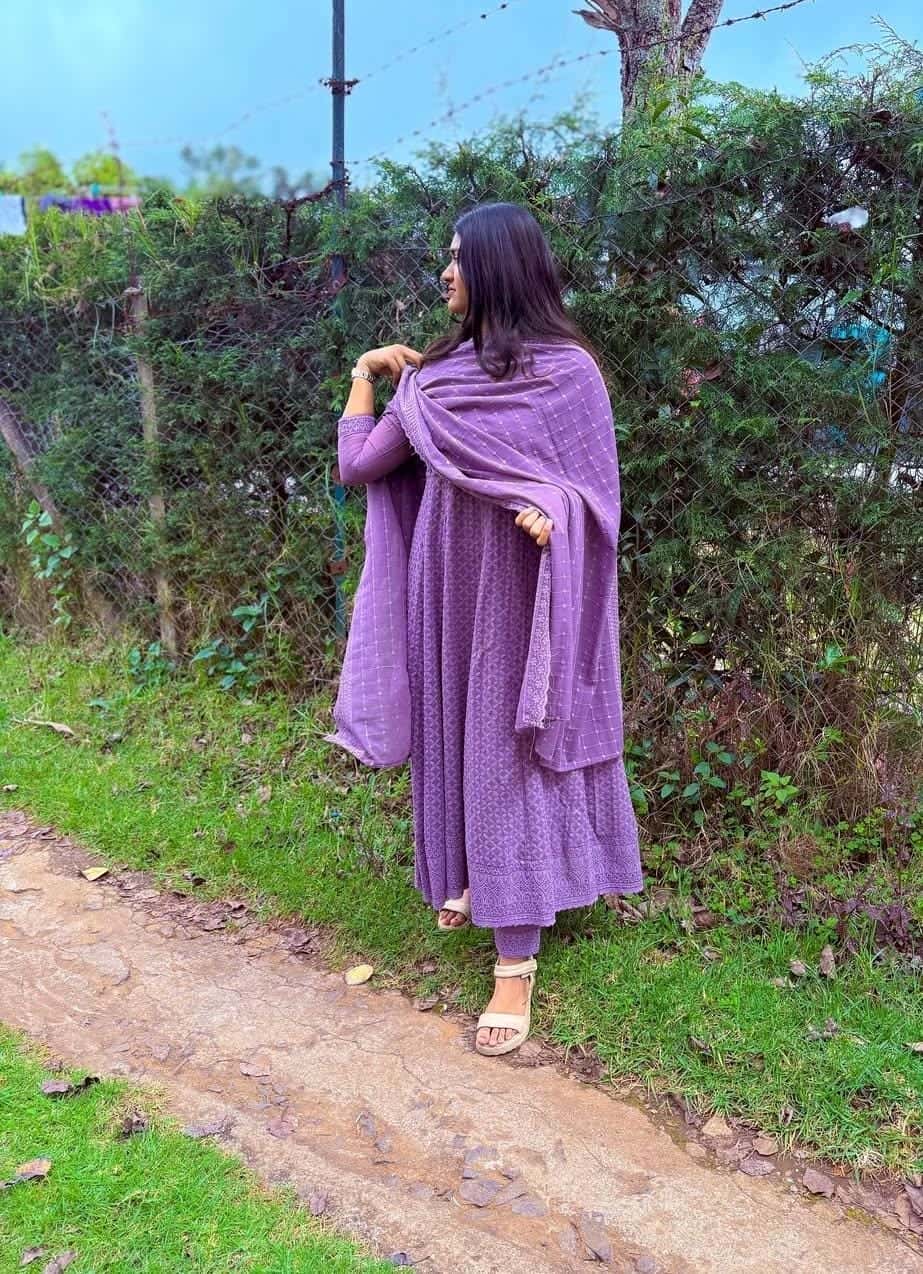 Lavender chikankari Salwar suit