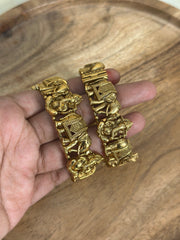 Divine Ganesha & Elephant Temple Kada Bangles - set of 2 (SJ 167)