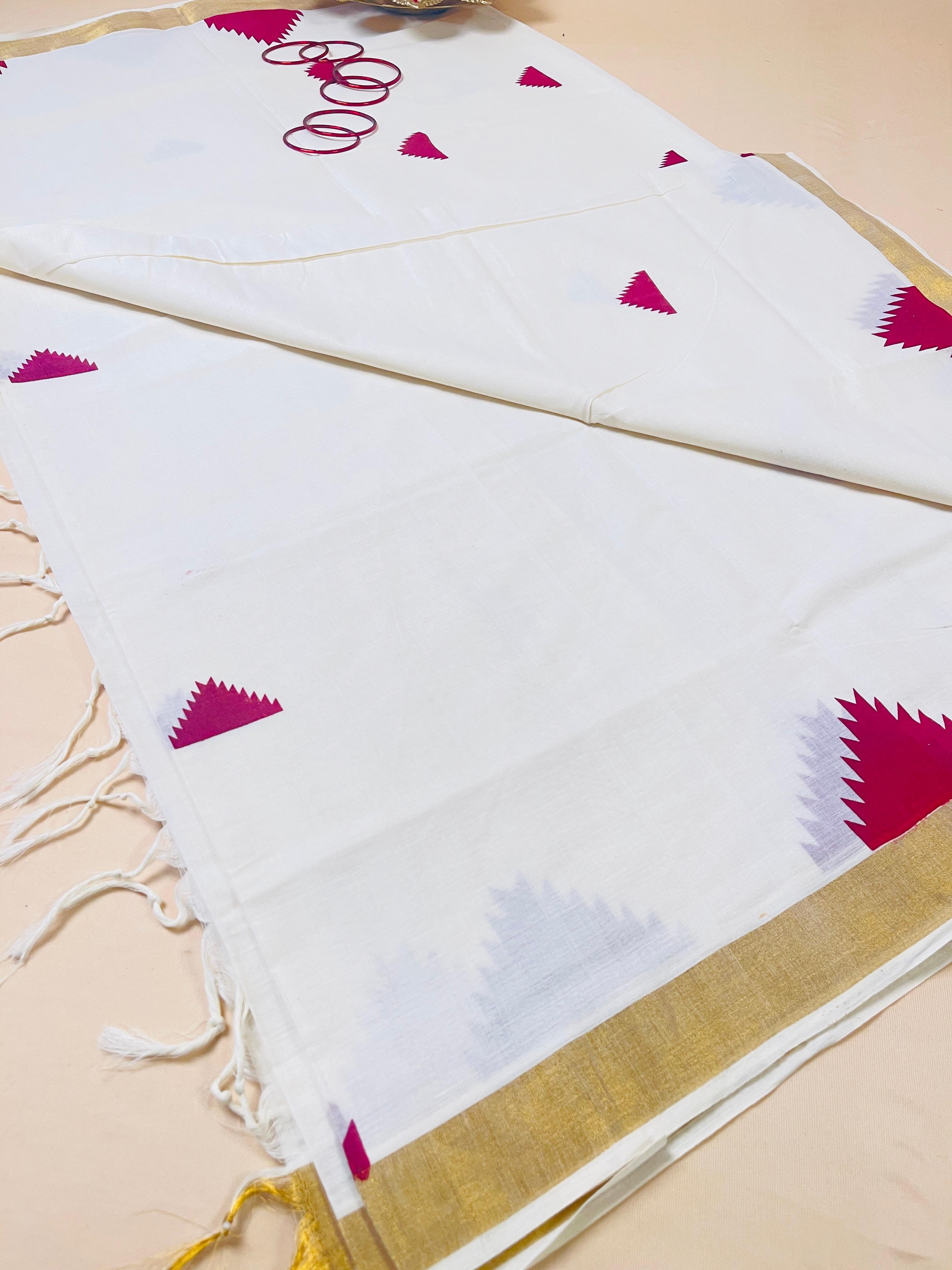 Maroon temple work saree