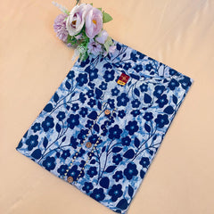 Dark blue floral Cotton Top - Casual Wear