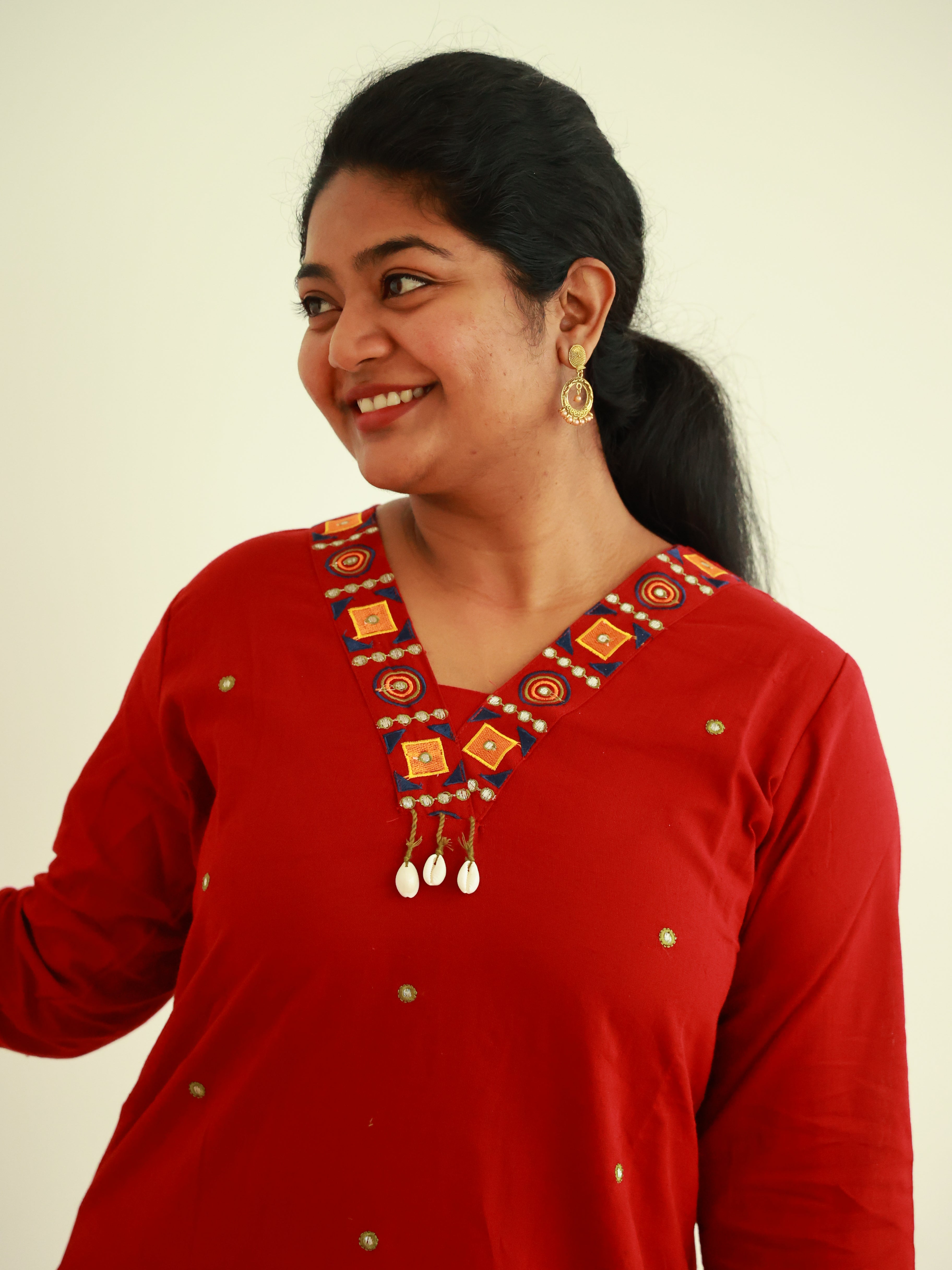 MAROON  SEA SHELL CO ORD SET - SU 412