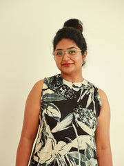 Black & White Abstract Floral Printed Co-ord Set - SU 414
