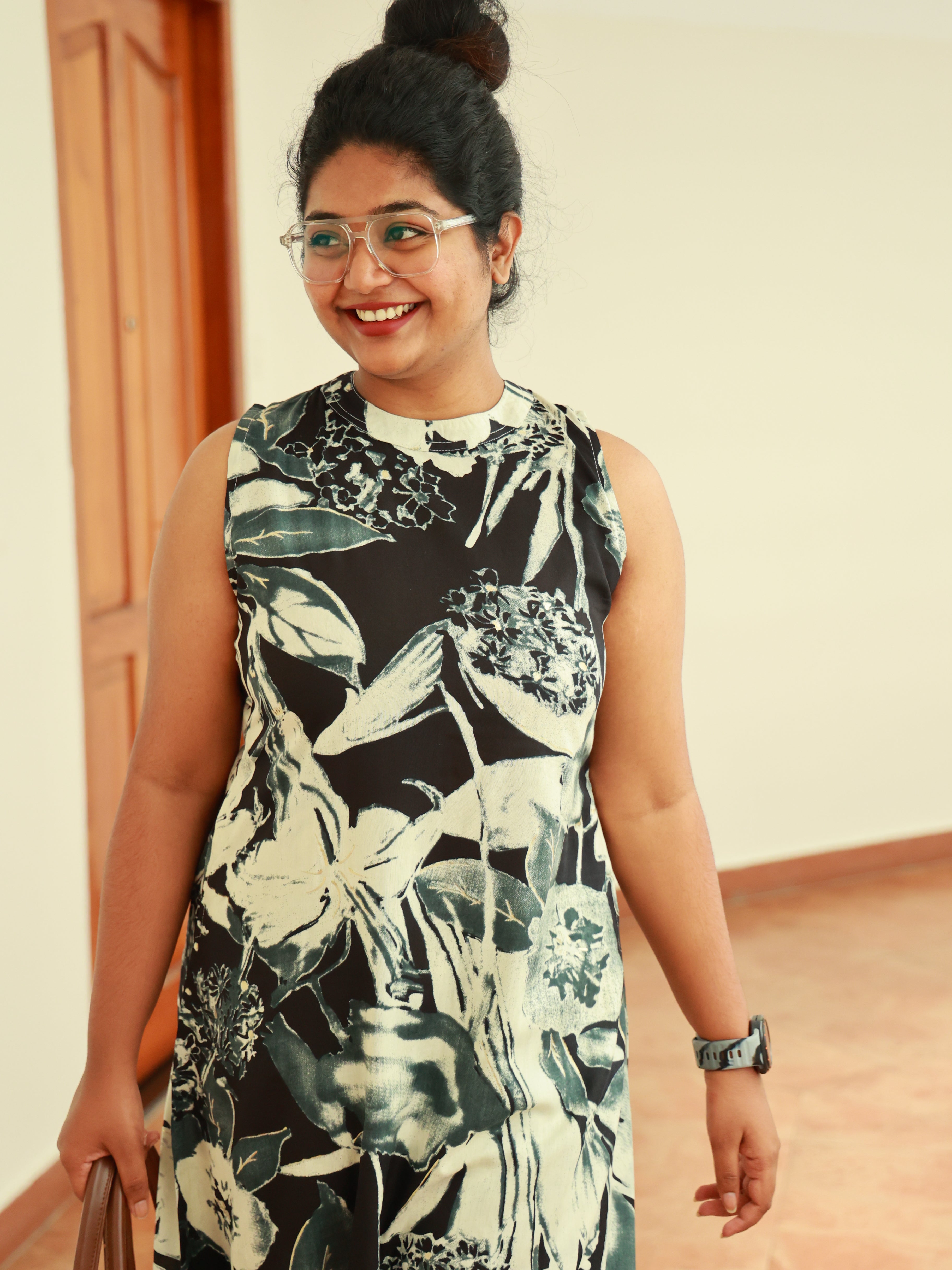 Black & White Abstract Floral Printed Co-ord Set - SU 414