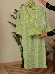 LIGHT GREEN COTTON 3 PIECE SET - SU 291