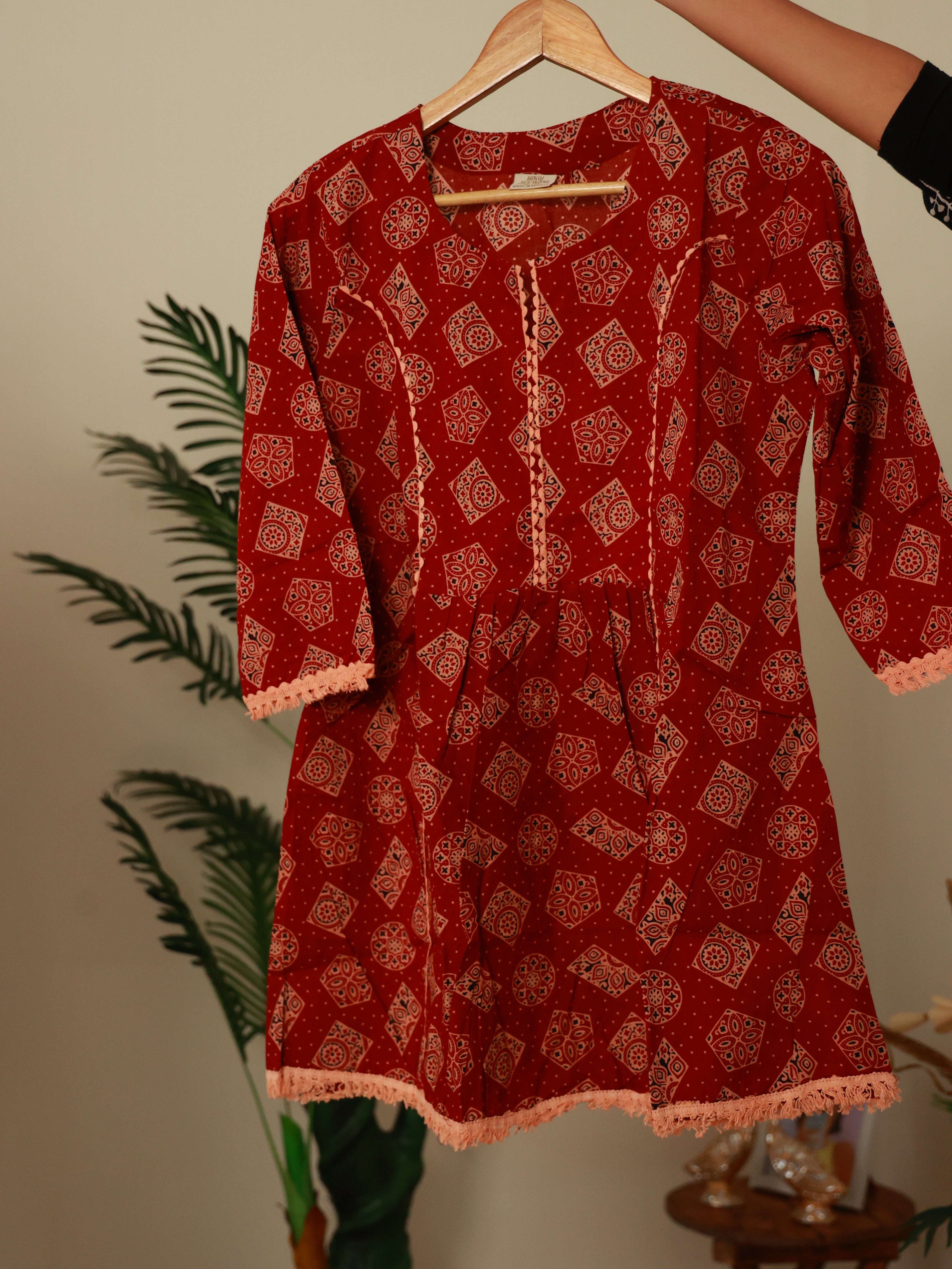 BRICK RED SHORT KURTI (SU 355)