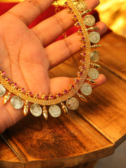 Traditional Kasumala Coin Necklace with pink Stones ✨