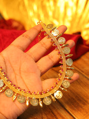 Traditional Kasumala Coin Necklace with pink Stones ✨