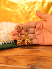 Temple Lekshmi Pink & Green Jhumka