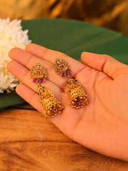 Temple Lekshmi Pink & Green Jhumka