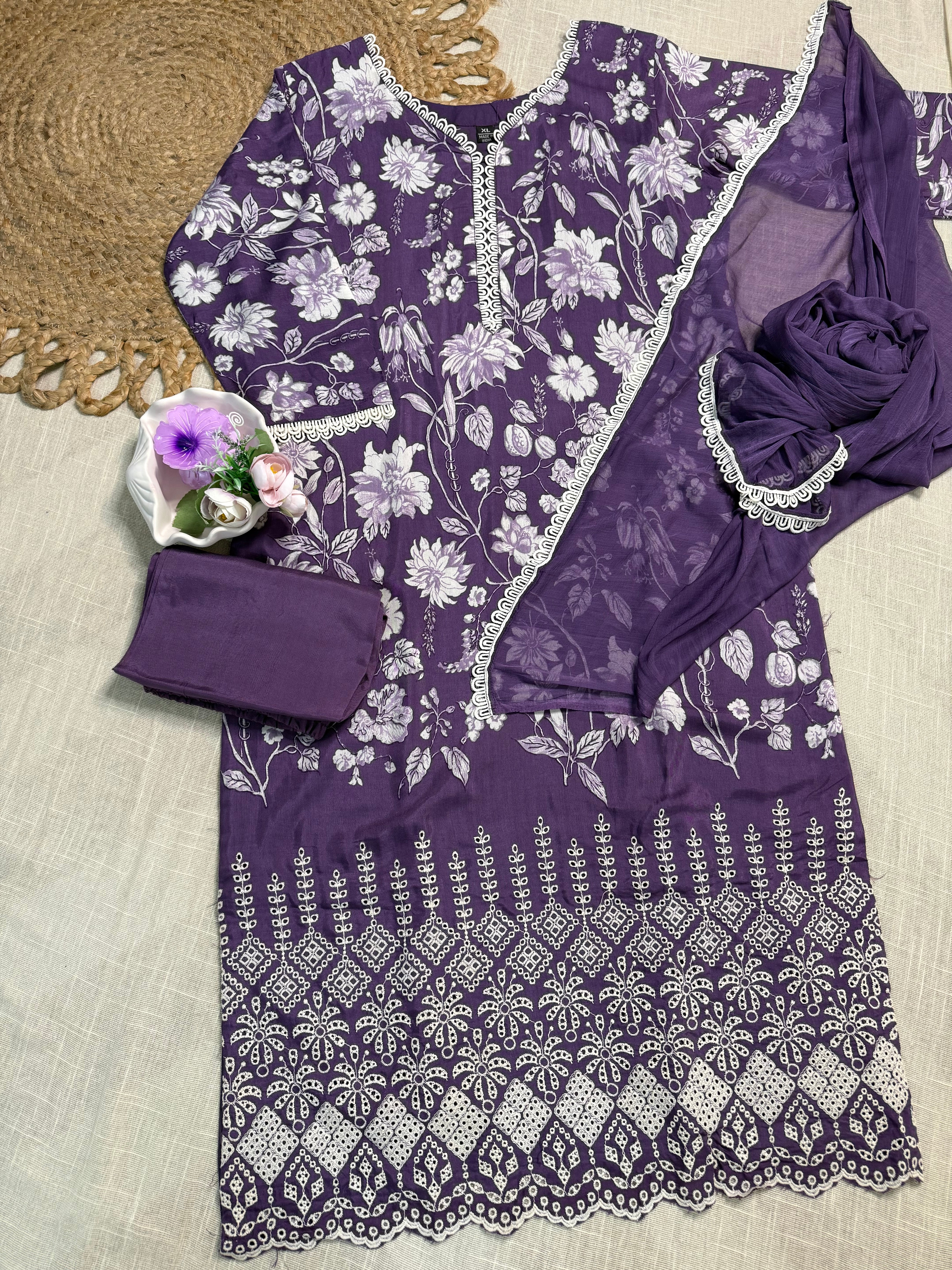 Violet Silk Salwar Suit - SU 127