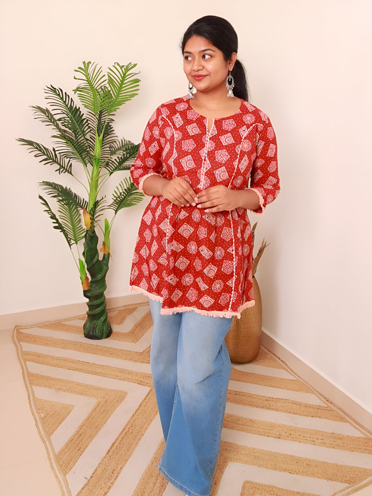 BRICK RED SHORT KURTI (SU 355)