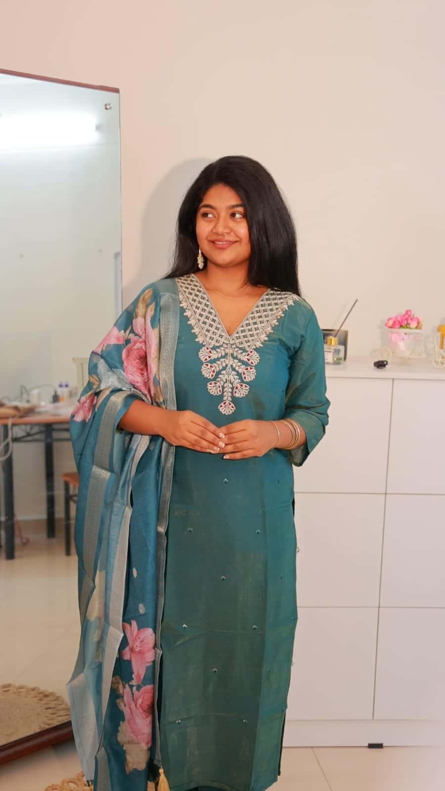 Teal blue salwar suit