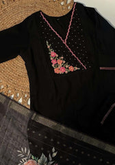 Black floral embroidery salwar suit