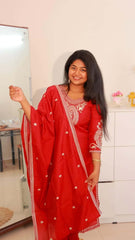 Red Salwar suit with bag