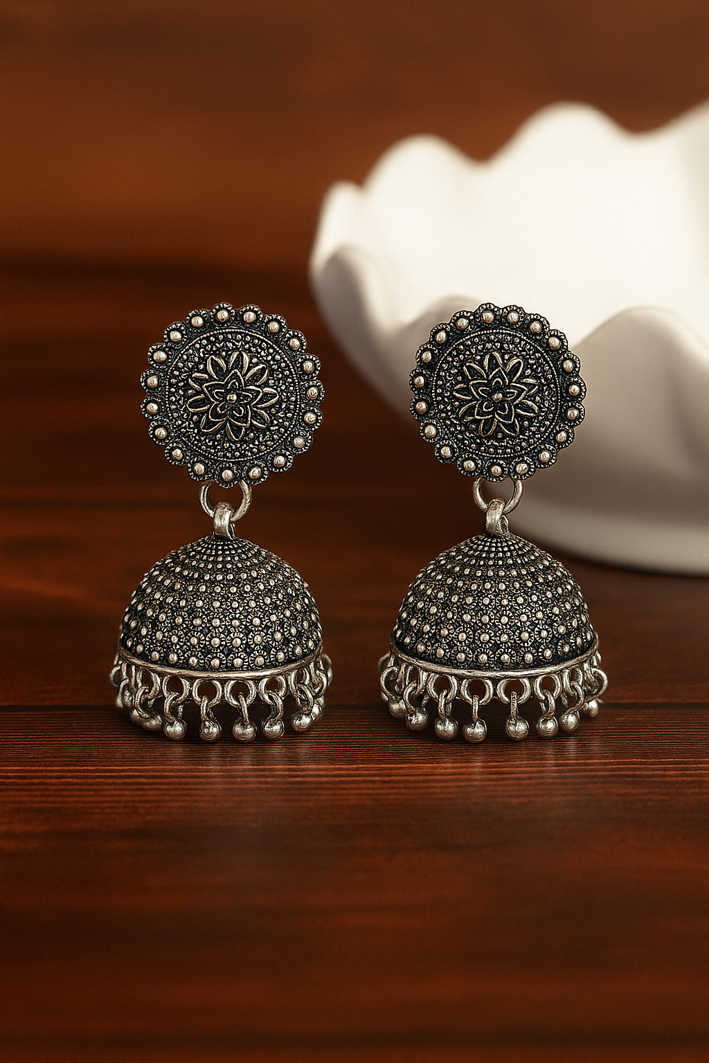 Silver Oxidised jhumkaa ( SJ 102 )