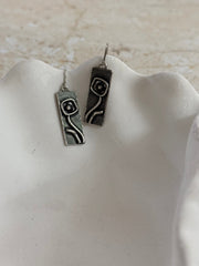 Tarnished Silver Rectangle Earrings ( SJ 100 )