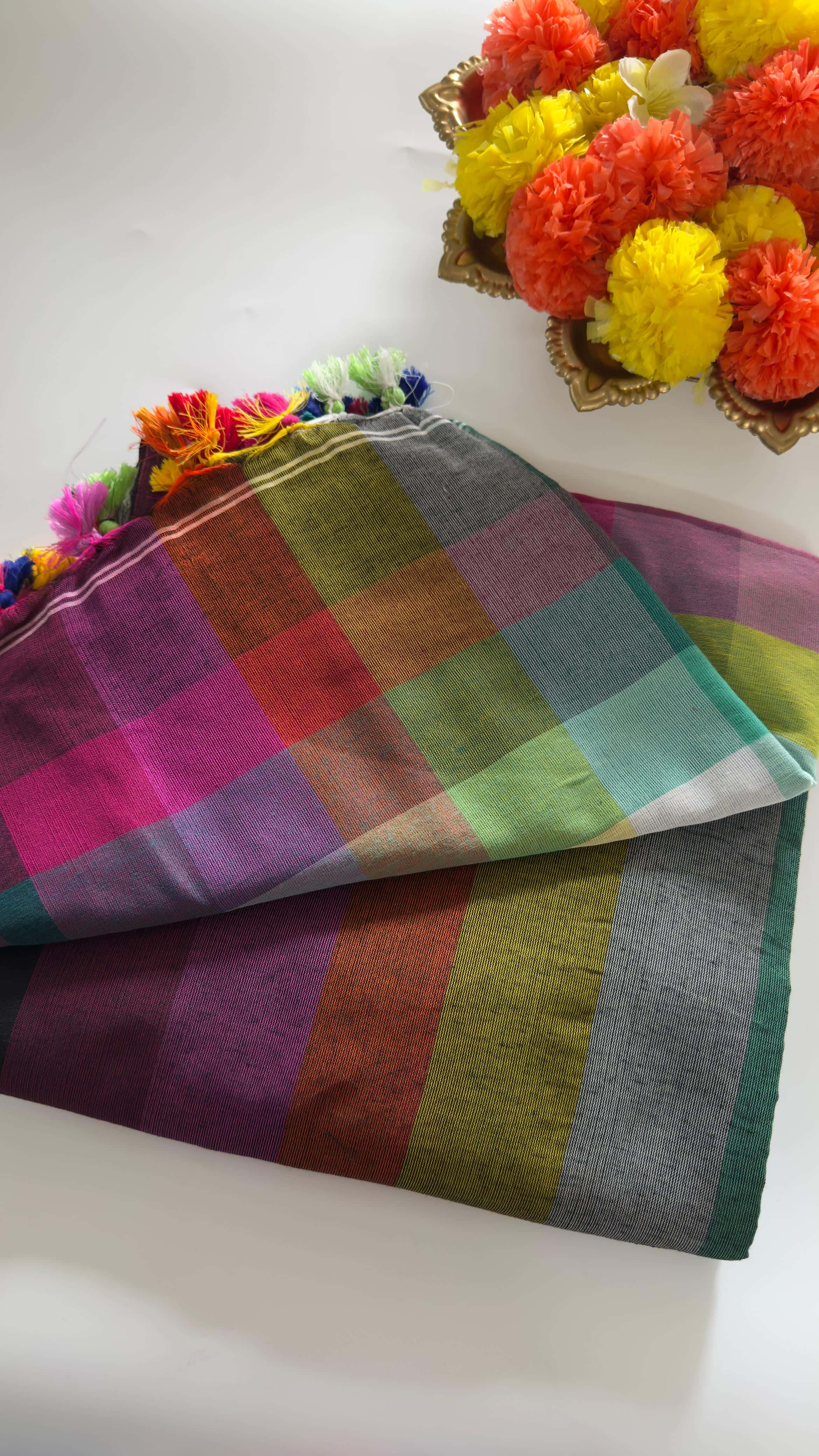 Multi colour cotton saree