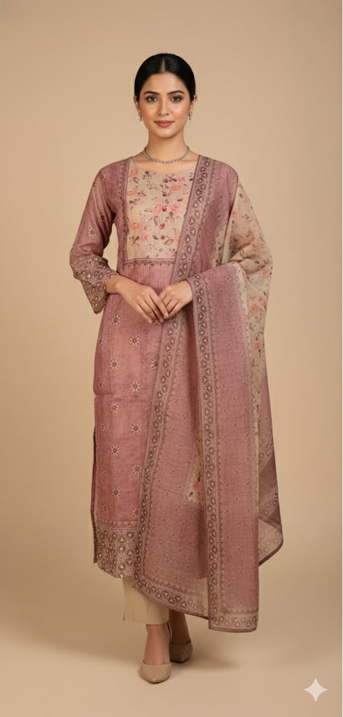 ONION PINK 3 PIECE KURTHI SET (SU 280)