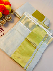 Ready to Wear Plain Tissue Saree with Golden Border - Elegant Saree