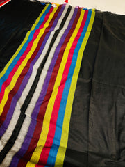 ITHAL ✨🌺BLACK WITH MULTICOLOURED STRIPES KHADI MUL COTTON SAREE (SU 853)