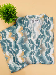 White Green Cord Set - Casual Wear - SU 105