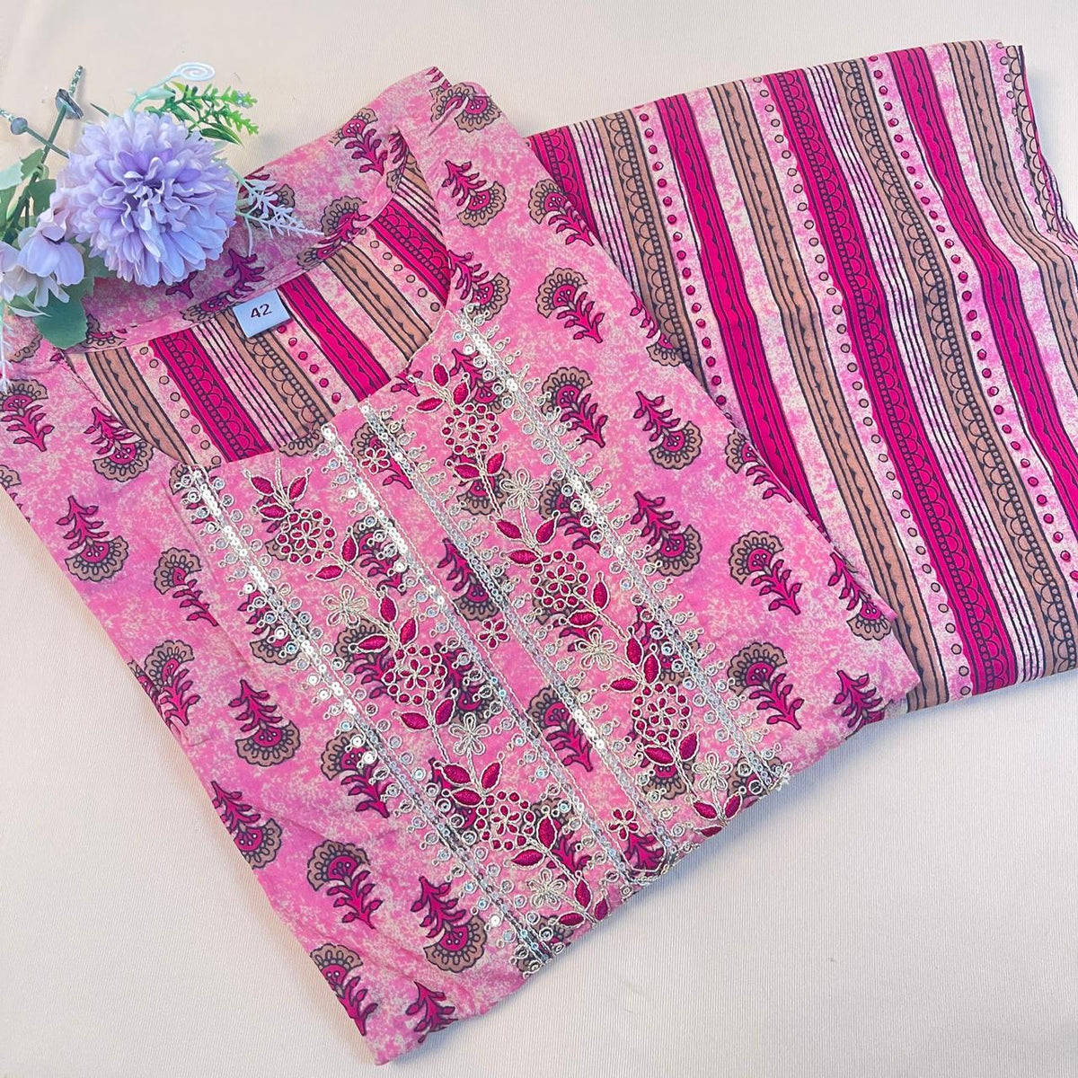 Pink with Golden Co ord set  - SU 40