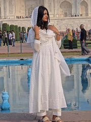 Pure white Anarkali Salwar suit