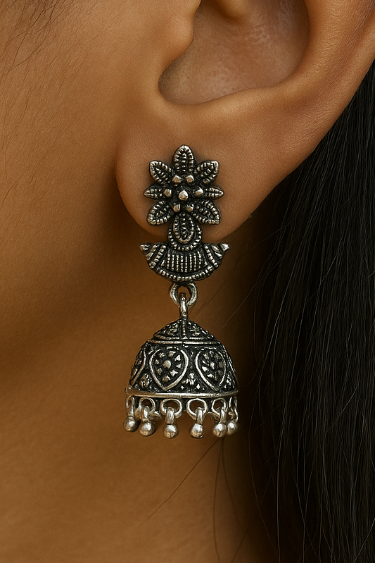 Jaipur silver Oxidised jhumkaa ( SJ 103 )