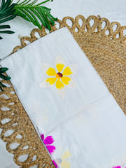 ANANYA🌸HAND PAINTED FLORAL MUL COTTON SAREE ✨(SU 809)